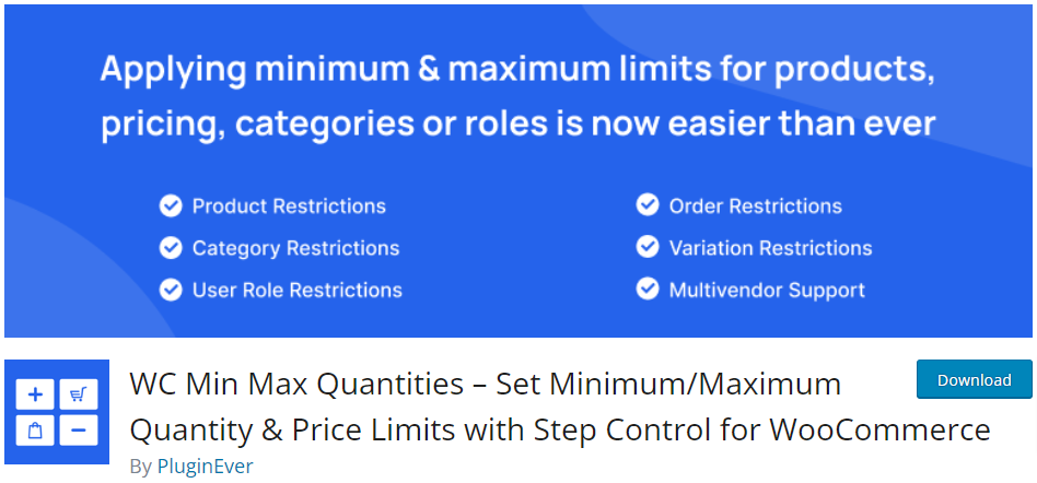 Min Max Quantities for WooCommerce- WooCommerce Minimum Maximum Quantity 