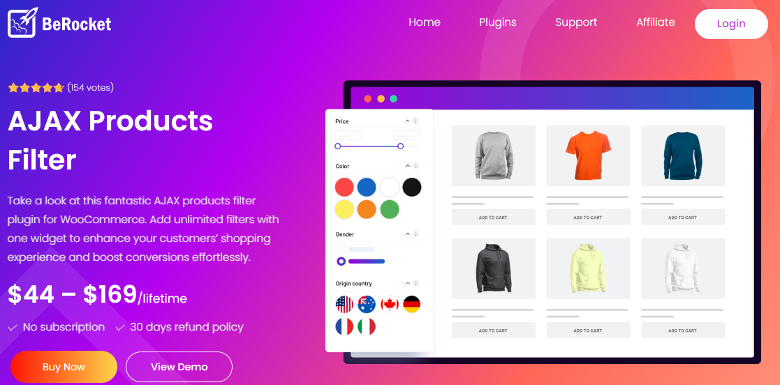 AJAX Products Filter