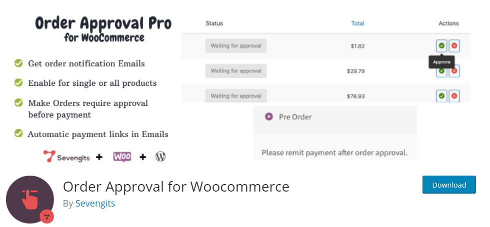 Order Approval for WooCommerce- Pre-Order for WooCommerce