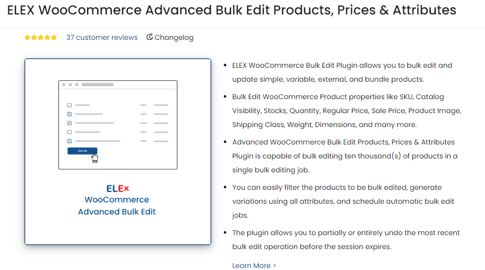 ELEX WooCommerce Bulk Edit plugin- Bulk Product Editing Plugins