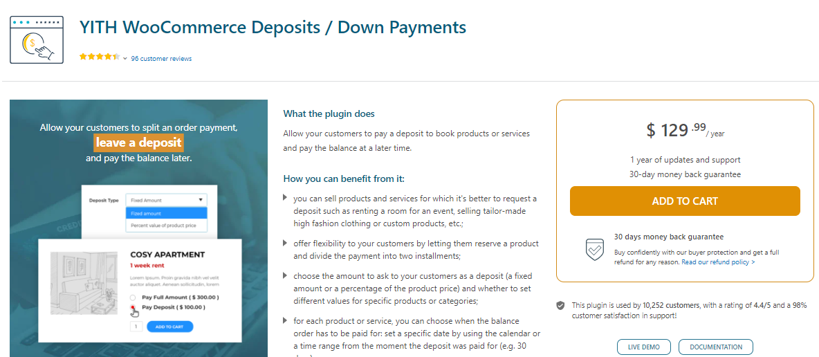 YITH WooCommerce Deposits / Down Payments