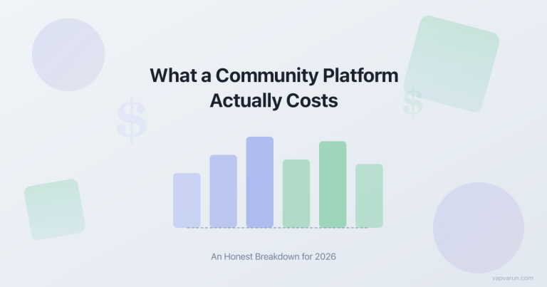 Community platform cost comparison showing SaaS vs custom build pricing breakdown for 2026
