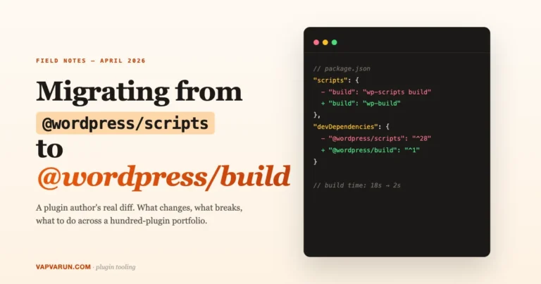 Migrating from @wordpress/scripts to @wordpress/build with code diff preview